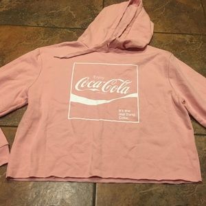 Coca Cola baby pink cropped hoodie